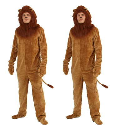 Lion King Costume Kids Adult Animal Halloween Carnival Party Furry Cosplay Costume Baby Child Fancy Movie Role Play Jumpsuit