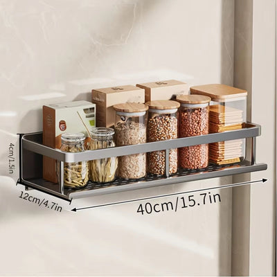 Aluminum Wall-Mounted Shelf Multifunctional Kitchen Spice Storage Rack Kitchen Space Management Solution Kitchen Accessories