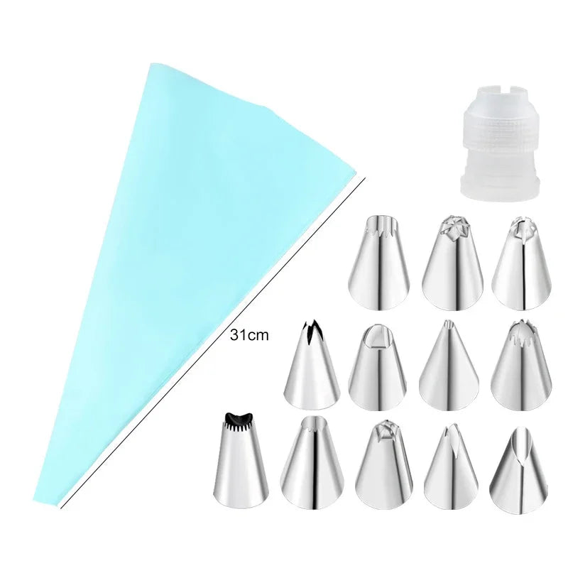 Multifunctional Nozzle Cake Decorating Tools Silicone Pastry Bag Stainless Steel Reusable Silicone Bag Tools Pastry Kitchen