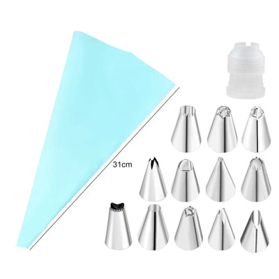 Multifunctional Nozzle Cake Decorating Tools Silicone Pastry Bag Stainless Steel Reusable Silicone Bag Tools Pastry Kitchen