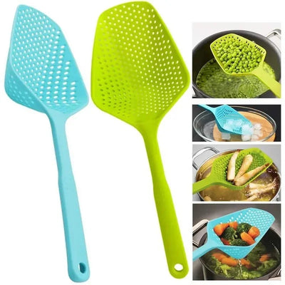 Silicone Kitchen Tools Ice Scoop Plastic Water Trap Ledge Leaky Spoon Cooking Leaky Spatula Strainer Kitchen Gadgets Accessories
