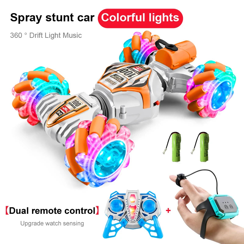 2023 Newest RC Stunt Car 2.4G Remote Control Cars RC Watch Gesture Sensor LED Rotation Gift Electronic Toy for Kids Boys