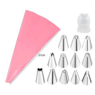 Multifunctional Nozzle Cake Decorating Tools Silicone Pastry Bag Stainless Steel Reusable Silicone Bag Tools Pastry Kitchen