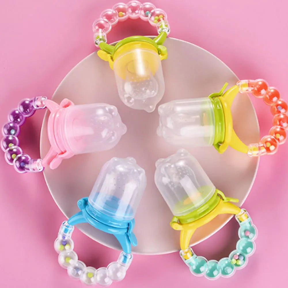 Baby Feeder Spoon Nutritious Fruits and Vegetables Bite Bell Ring Consisting Chew Toy Baby Feeding Spoon Nipple Soother Bottle