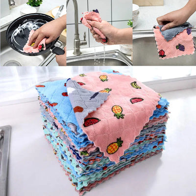 Kitchen Anti-Grease Cleaning Cloth Super Absorbent Microfiber Kitchen Wiping Rags Household Washing Dish Kitchen Cleaning Towels