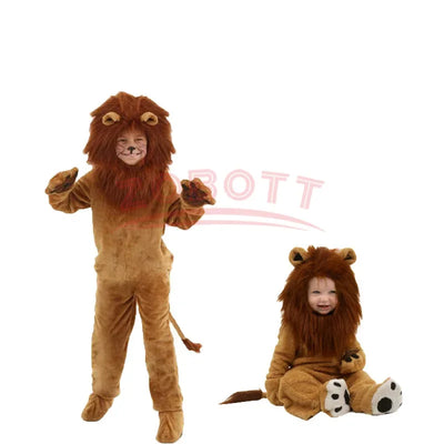 Lion King Costume Kids Adult Animal Halloween Carnival Party Furry Cosplay Costume Baby Child Fancy Movie Role Play Jumpsuit