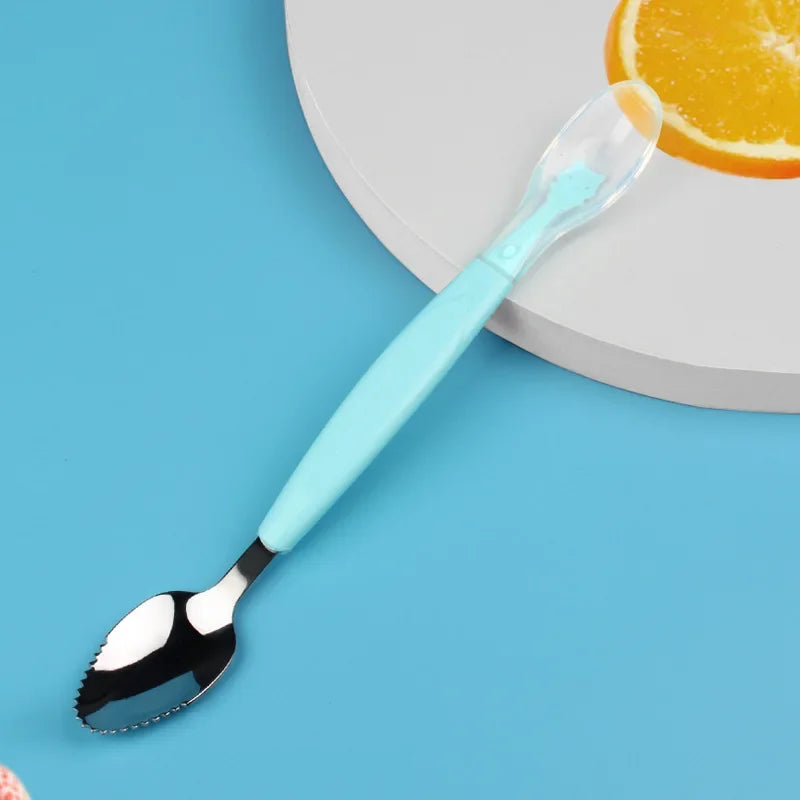 Fruit Scraping Mud Spoon Baby Food Feeding Spoon Two Heads Soft Silicone Easy to Eat Fruit Spoon Baby Feeder Utensils Supplies