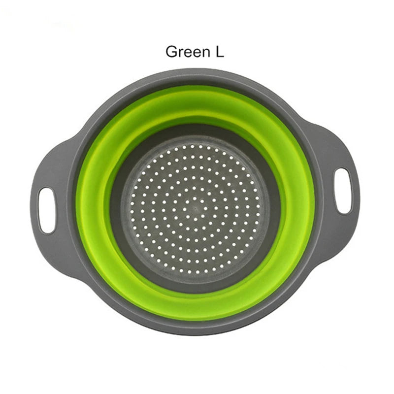Round Collapsible Colander Silicone Kitchen Fruit Vegetable Washing Basket Strainer Foldable Drainer Kitchen Gadgets Tools