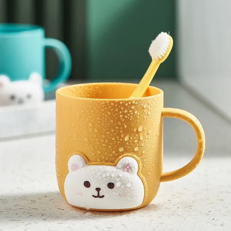 1-2Pcs Bathroom Toothbrush Cup Children Bear Student Dormitory Cute Cartoon Gargle Plastic Kids Products Household Merchandises