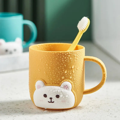 1-2Pcs Bathroom Toothbrush Cup Children Bear Student Dormitory Cute Cartoon Gargle Plastic Kids Products Household Merchandises