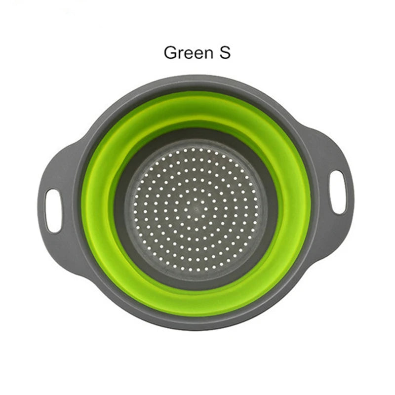 Round Collapsible Colander Silicone Kitchen Fruit Vegetable Washing Basket Strainer Foldable Drainer Kitchen Gadgets Tools