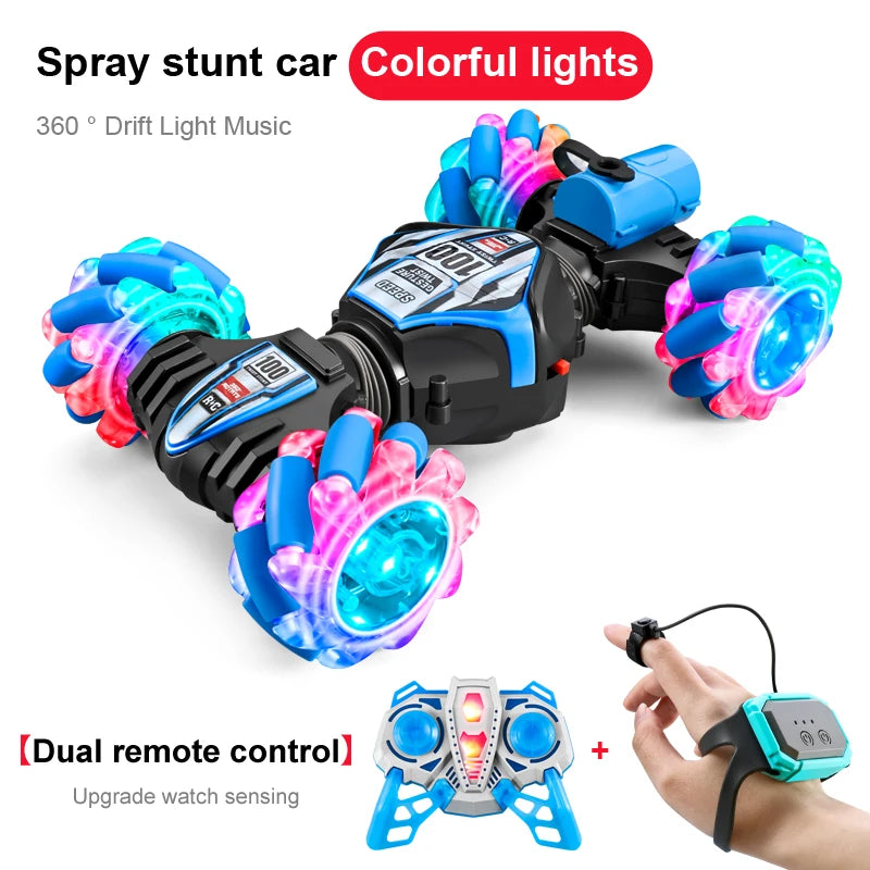 2023 Newest RC Stunt Car 2.4G Remote Control Cars RC Watch Gesture Sensor LED Rotation Gift Electronic Toy for Kids Boys