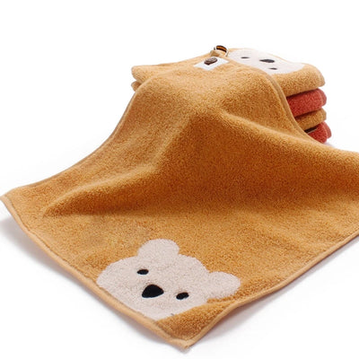 Children Towels Baby Face Cute Cartoon Bear Pattern Hangable Hand Soft Cotton Kids Bathroom Products