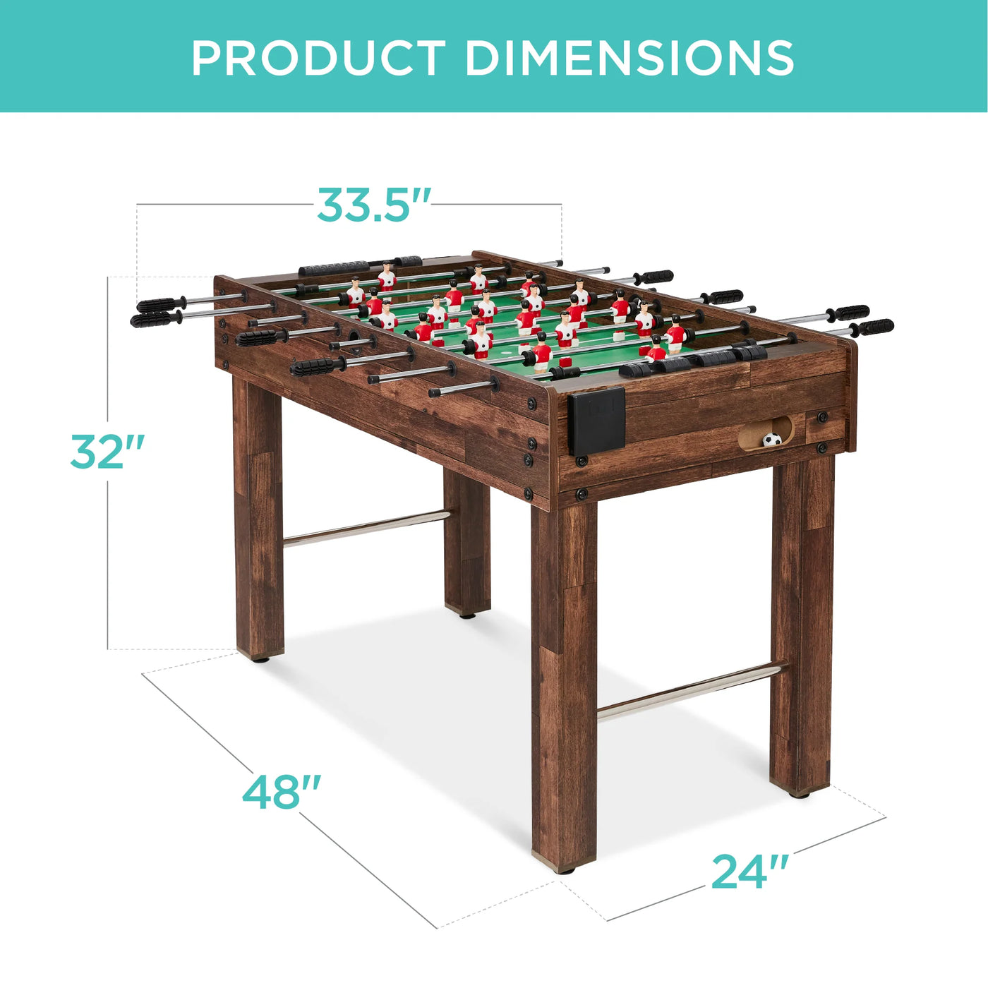 Foosball Game Table, Arcade Table Soccer W/ 2 Cup Holders, 2 Balls - 48In