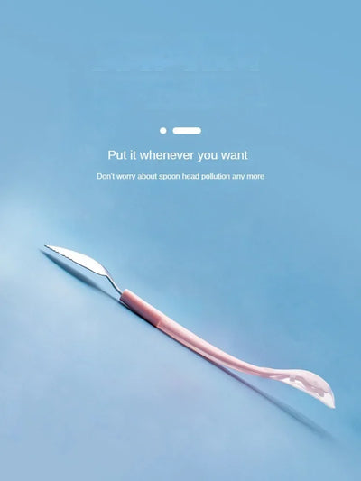 Fruit Scraping Mud Spoon Baby Food Feeding Spoon Two Heads Soft Silicone Easy to Eat Fruit Spoon Baby Feeder Utensils Supplies