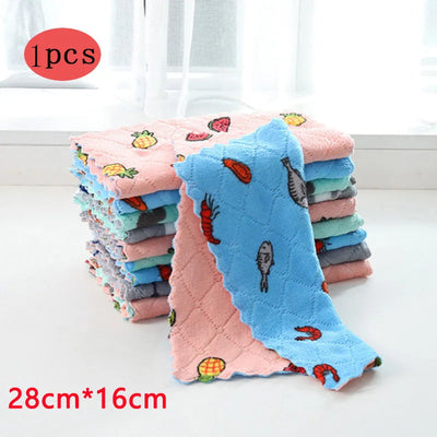 Kitchen Anti-Grease Cleaning Cloth Super Absorbent Microfiber Kitchen Wiping Rags Household Washing Dish Kitchen Cleaning Towels