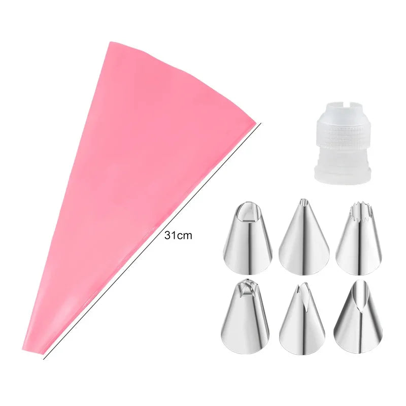 Multifunctional Nozzle Cake Decorating Tools Silicone Pastry Bag Stainless Steel Reusable Silicone Bag Tools Pastry Kitchen