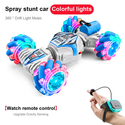 2023 Newest RC Stunt Car 2.4G Remote Control Cars RC Watch Gesture Sensor LED Rotation Gift Electronic Toy for Kids Boys