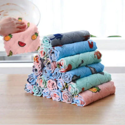 Kitchen Anti-Grease Cleaning Cloth Super Absorbent Microfiber Kitchen Wiping Rags Household Washing Dish Kitchen Cleaning Towels