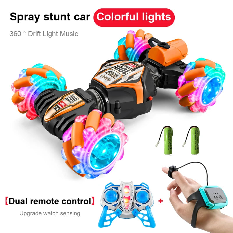 2023 Newest RC Stunt Car 2.4G Remote Control Cars RC Watch Gesture Sensor LED Rotation Gift Electronic Toy for Kids Boys