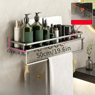 Aluminum Wall-Mounted Shelf Multifunctional Kitchen Spice Storage Rack Kitchen Space Management Solution Kitchen Accessories