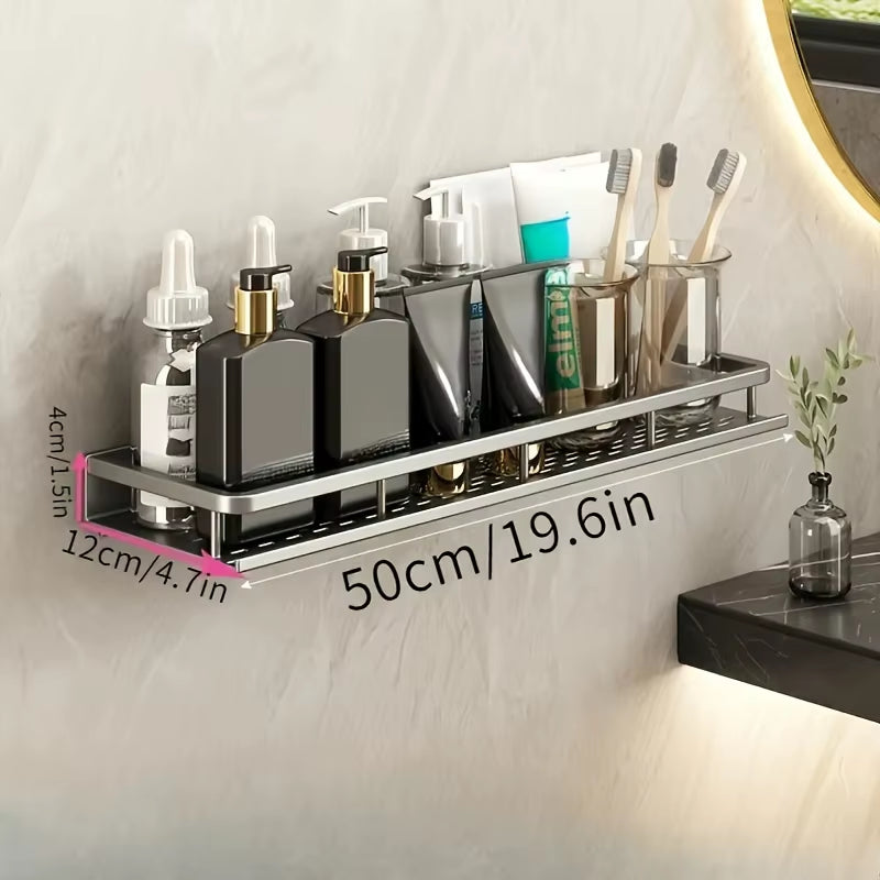 Aluminum Wall-Mounted Shelf Multifunctional Kitchen Spice Storage Rack Kitchen Space Management Solution Kitchen Accessories