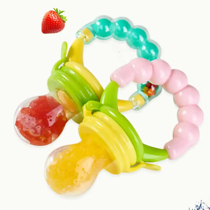 Baby Feeder Spoon Nutritious Fruits and Vegetables Bite Bell Ring Consisting Chew Toy Baby Feeding Spoon Nipple Soother Bottle
