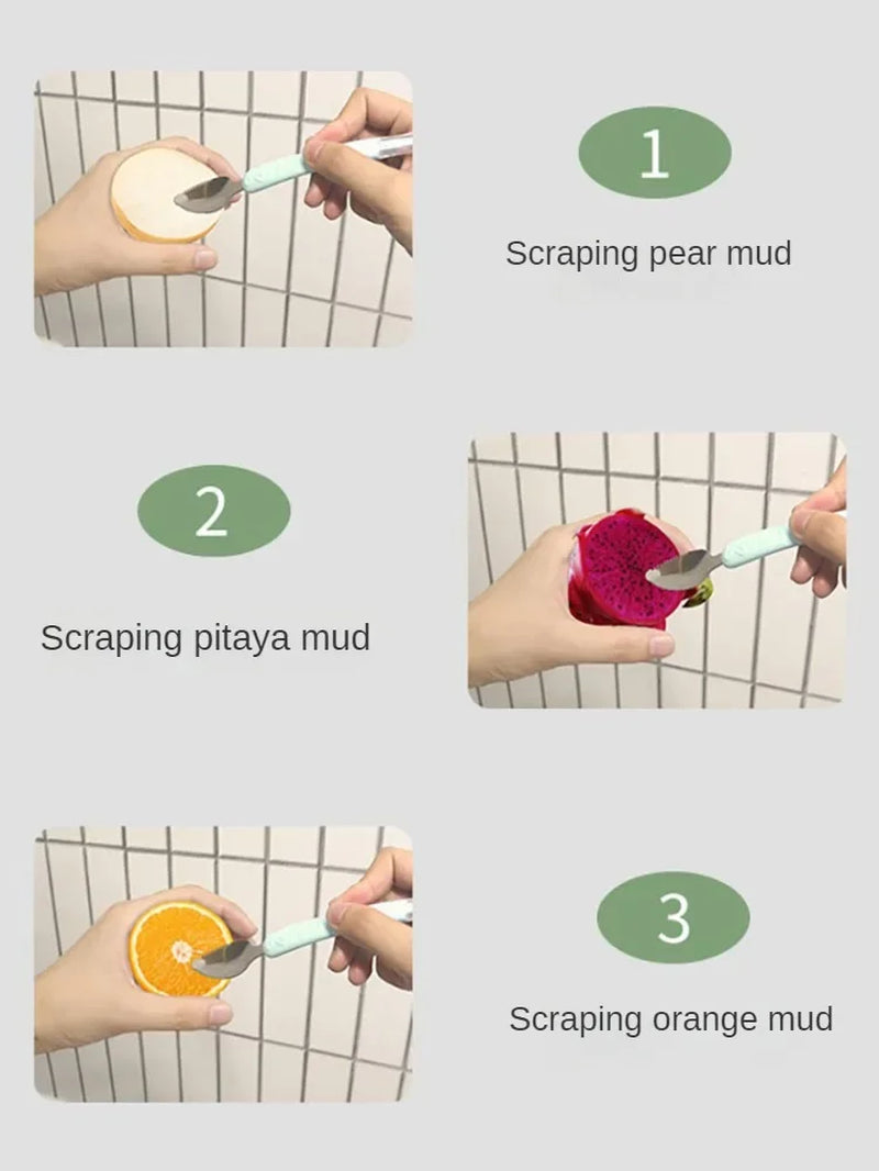 Fruit Scraping Mud Spoon Baby Food Feeding Spoon Two Heads Soft Silicone Easy to Eat Fruit Spoon Baby Feeder Utensils Supplies