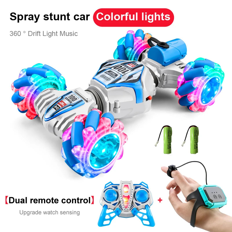 2023 Newest RC Stunt Car 2.4G Remote Control Cars RC Watch Gesture Sensor LED Rotation Gift Electronic Toy for Kids Boys