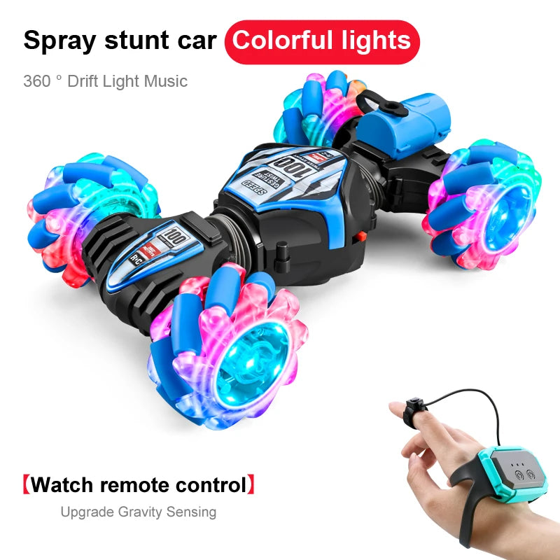 2023 Newest RC Stunt Car 2.4G Remote Control Cars RC Watch Gesture Sensor LED Rotation Gift Electronic Toy for Kids Boys