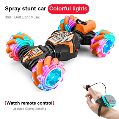 2023 Newest RC Stunt Car 2.4G Remote Control Cars RC Watch Gesture Sensor LED Rotation Gift Electronic Toy for Kids Boys