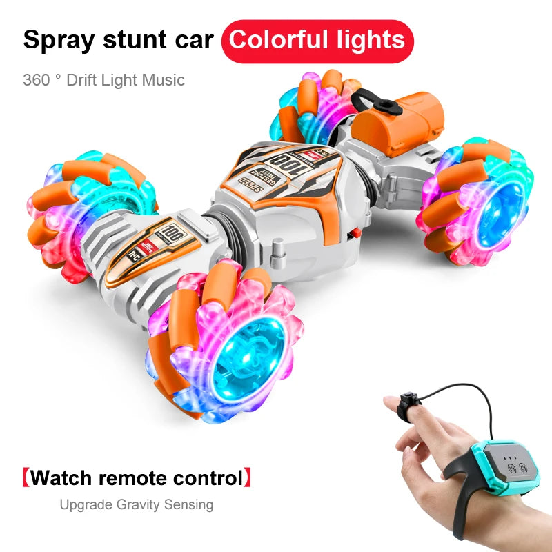 2023 Newest RC Stunt Car 2.4G Remote Control Cars RC Watch Gesture Sensor LED Rotation Gift Electronic Toy for Kids Boys