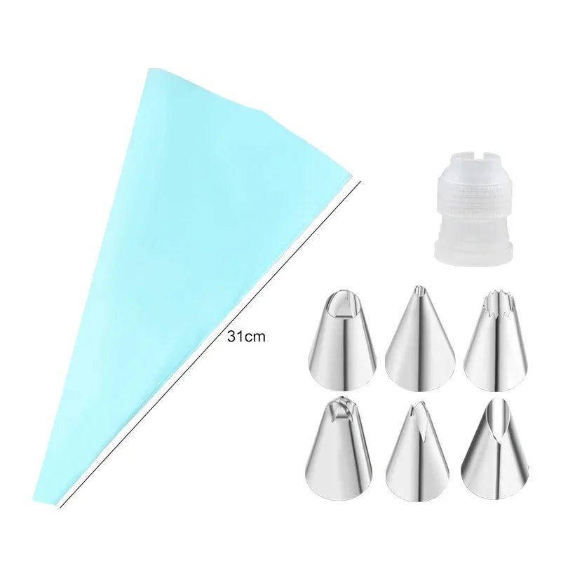 Multifunctional Nozzle Cake Decorating Tools Silicone Pastry Bag Stainless Steel Reusable Silicone Bag Tools Pastry Kitchen