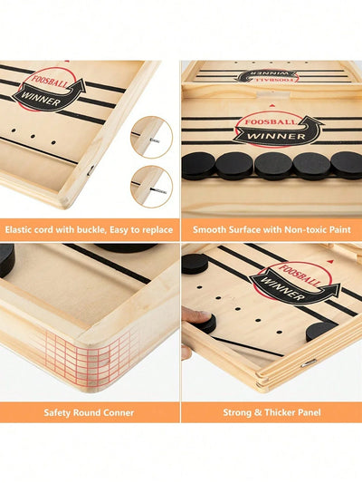 1 Set Wooden Desktop Quick Ice Hockey Game Toys Vs Human Slingshot Ice Hockey Game Wooden Board Family Party Table Game Suitable