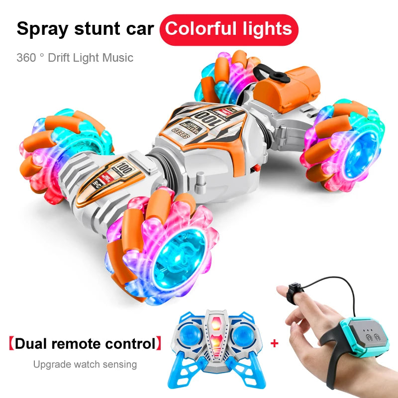 2023 Newest RC Stunt Car 2.4G Remote Control Cars RC Watch Gesture Sensor LED Rotation Gift Electronic Toy for Kids Boys