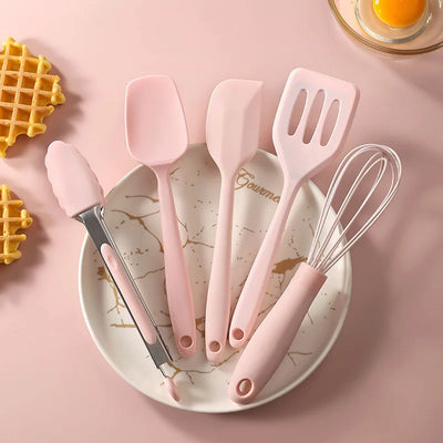 5Pcs Silicone Cooking Utensils Set Non-Stick Bread Dessert Cake Spatula Cooking Shovel Whisk Oil Brush Flexible Kitchen Utensils