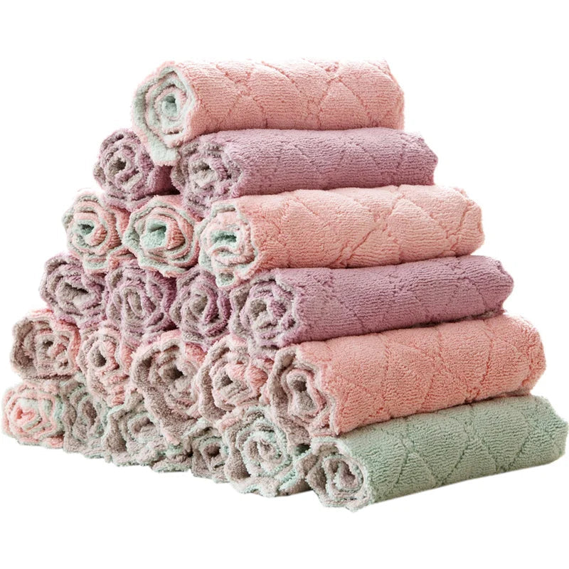 Kitchen Anti-Grease Cleaning Cloth Super Absorbent Microfiber Kitchen Wiping Rags Household Washing Dish Kitchen Cleaning Towels